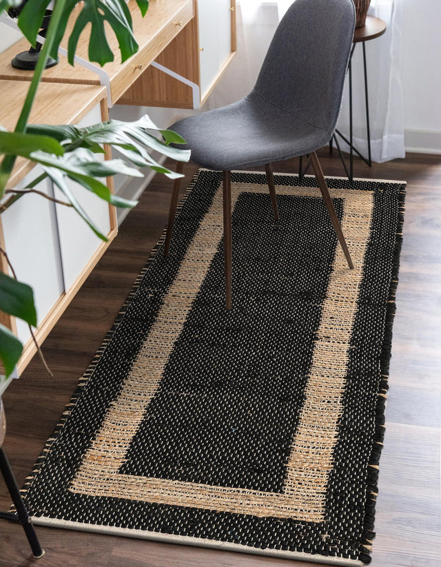 Black 2' 2 x 6' 1 Chindi Jute Runner Area Rug Interior Design Home Decor Carpet Mat for Sale at Rug Engine