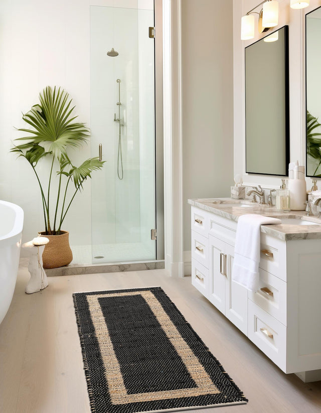 Black 2' 2 x 6' 1 Chindi Jute Runner Area Rug Interior Design Home Decor Carpet Mat for Sale at Rug Engine