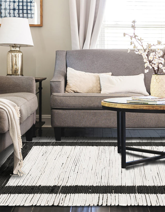 White and Black 10' x 14' 1 Chindi Jute Rectangle Area Rug Interior Design Home Decor Carpet Mat for Sale at Rug Engine