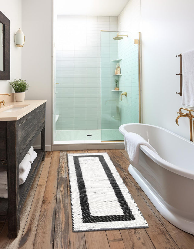 White and Black 2' 7 x 10' Chindi Jute Runner Area Rug Interior Design Home Decor Carpet Mat for Sale at Rug Engine