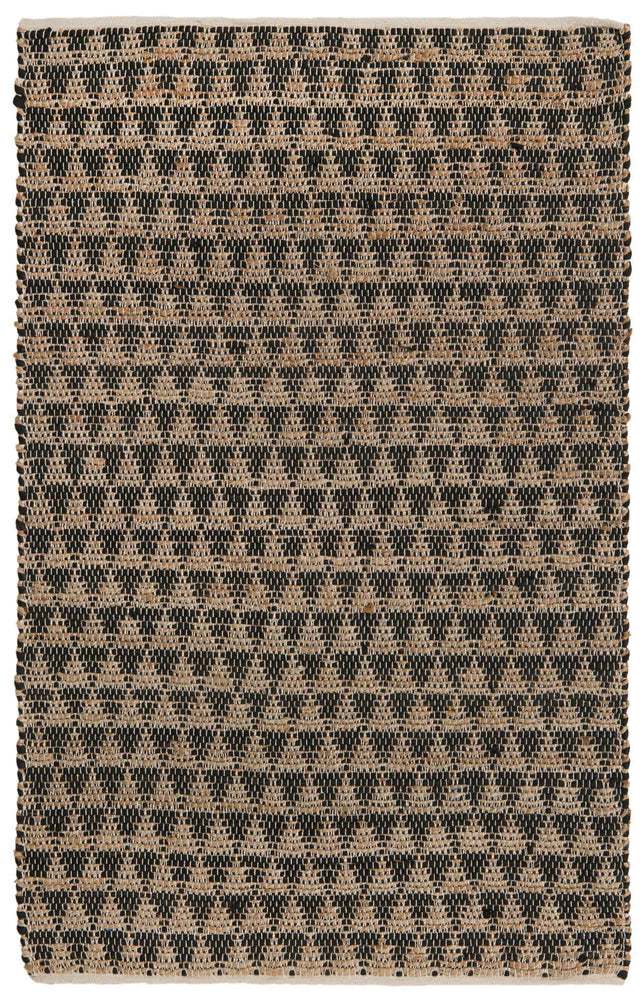 Black 4' 1 x 6' 1 Chindi Jute Rectangle Area Rug Interior Design Home Decor Carpet Mat for Sale at Rug Engine