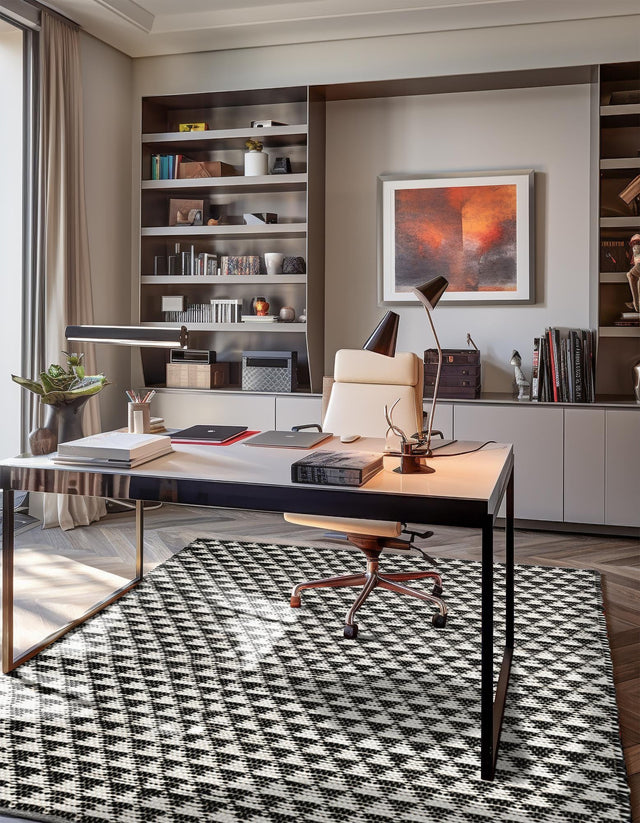 Black and White 5' 1 x 8' Chindi Jute Rectangle Area Rug Interior Design Home Decor Carpet Mat for Sale at Rug Engine