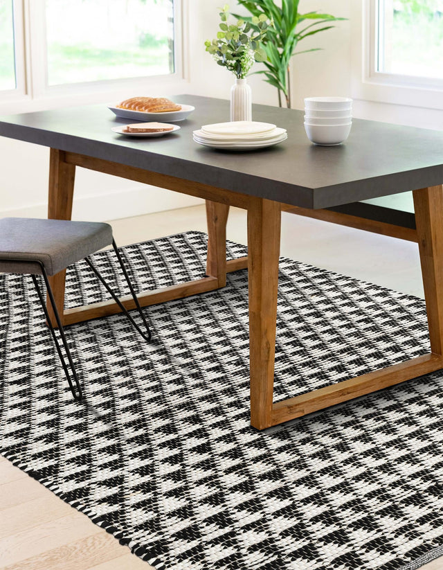 Black and White 2' x 3' 1 Chindi Jute Rectangle Area Rug Interior Design Home Decor Carpet Mat for Sale at Rug Engine