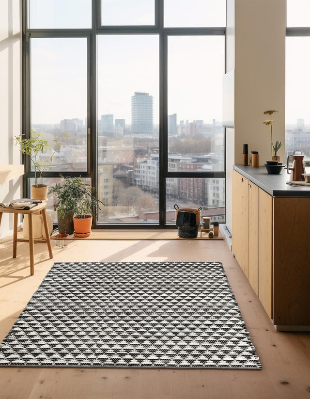 Black and White 2' x 3' 1 Chindi Jute Rectangle Area Rug Interior Design Home Decor Carpet Mat for Sale at Rug Engine