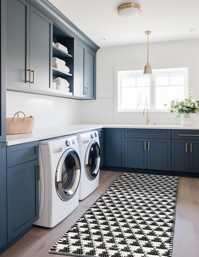 Black and White 2' 2 x 6' 1 Chindi Jute Runner Area Rug Interior Design Home Decor Carpet Mat for Sale at Rug Engine