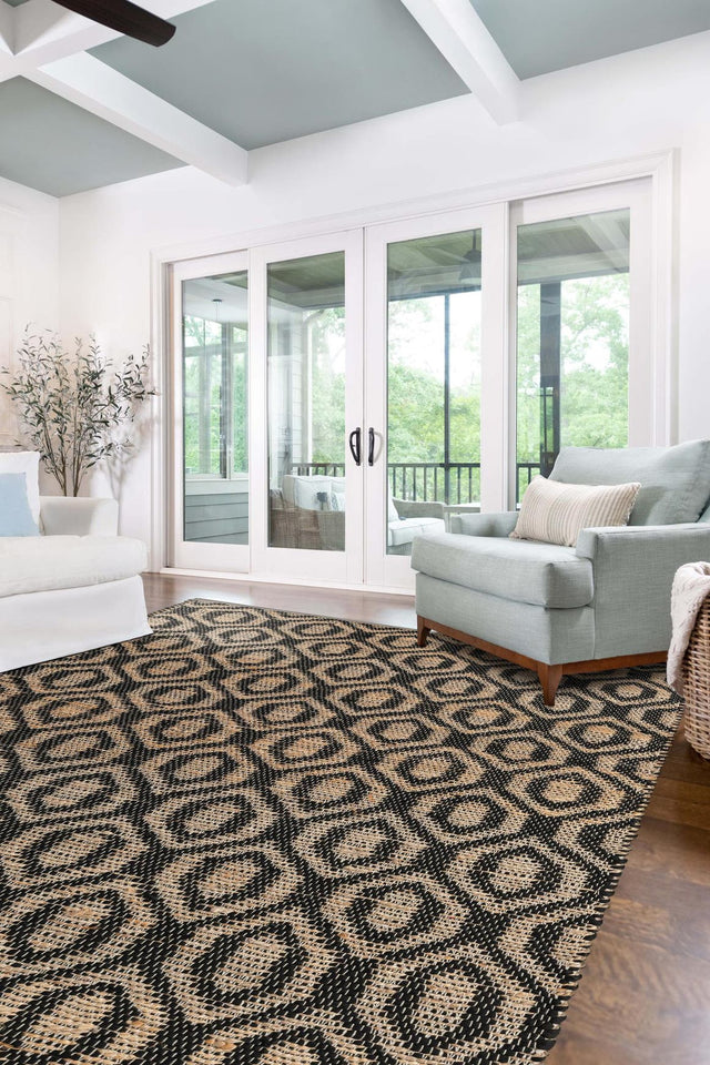 Black 5' 1 x 8' Chindi Jute Rectangle Area Rug Interior Design Home Decor Carpet Mat for Sale at Rug Engine