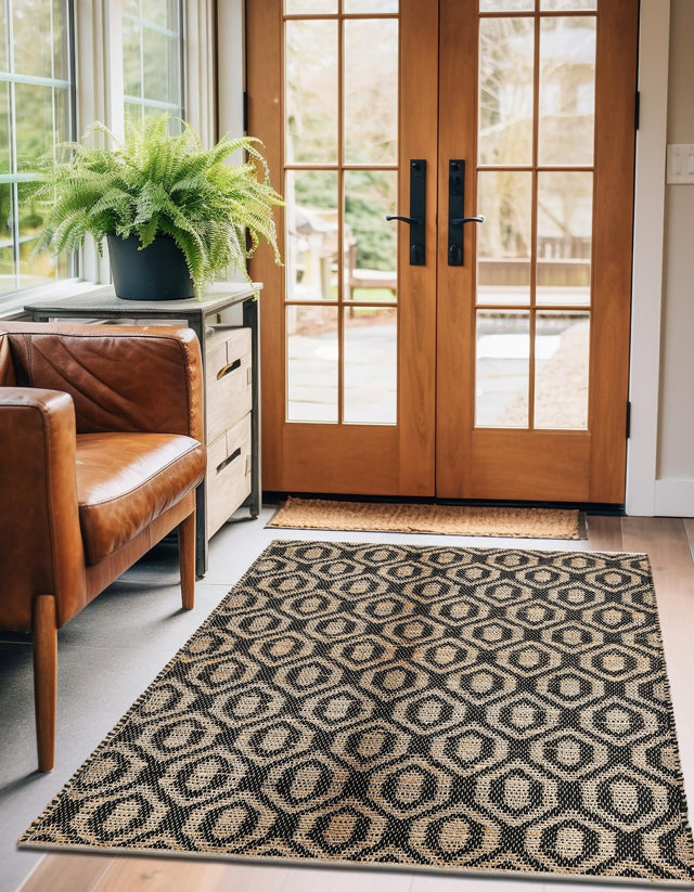 Black 2' x 3' 1 Chindi Jute Rectangle Area Rug Interior Design Home Decor Carpet Mat for Sale at Rug Engine