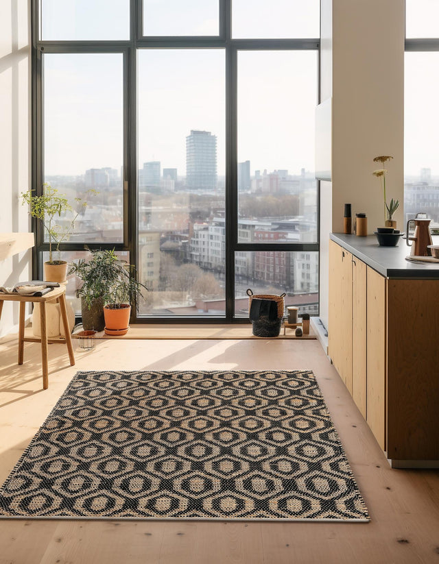 Black 5' 1 x 8' Chindi Jute Rectangle Area Rug Interior Design Home Decor Carpet Mat for Sale at Rug Engine