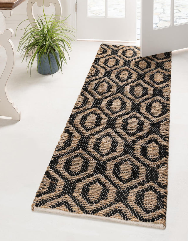 Black 2' 2 x 6' 1 Chindi Jute Runner Area Rug Interior Design Home Decor Carpet Mat for Sale at Rug Engine