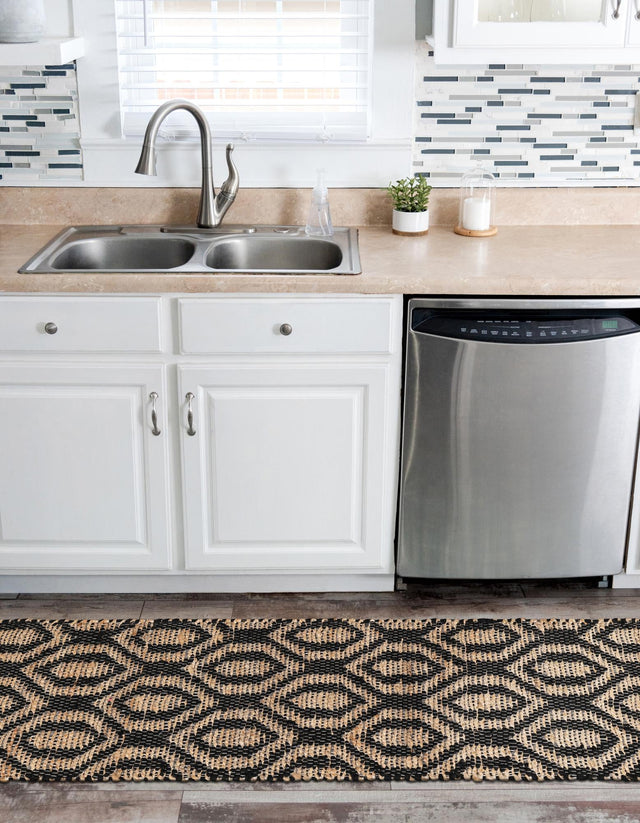 Black 2' 2 x 6' 1 Chindi Jute Runner Area Rug Interior Design Home Decor Carpet Mat for Sale at Rug Engine