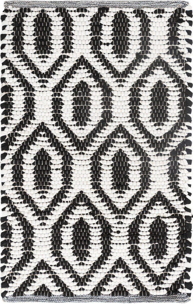 Black and White 2' x 3' 1 Chindi Jute Rectangle Area Rug Interior Design Home Decor Carpet Mat for Sale at Rug Engine