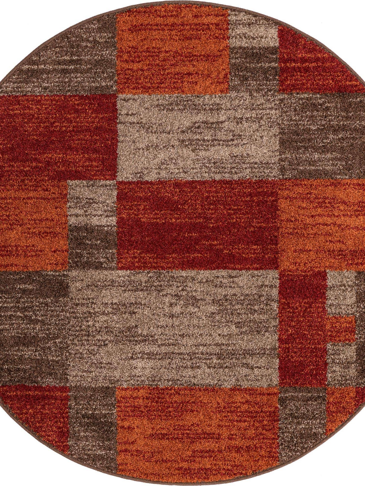 Multicolor 5' 3 x 5' 3 Autumn Round Area Rug 100% Polypropylene Durable Jute Backing Living Dining Room Bedroom Office Modern Decor Carpet for Sale at Rug Engine