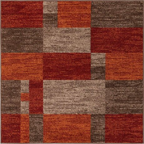 Multicolor 5' 3 x 5' 3 Autumn Square Area Rug 100% Polypropylene Durable Jute Backing Living Dining Room Bedroom Office Modern Decor Carpet for Sale at Rug Engine
