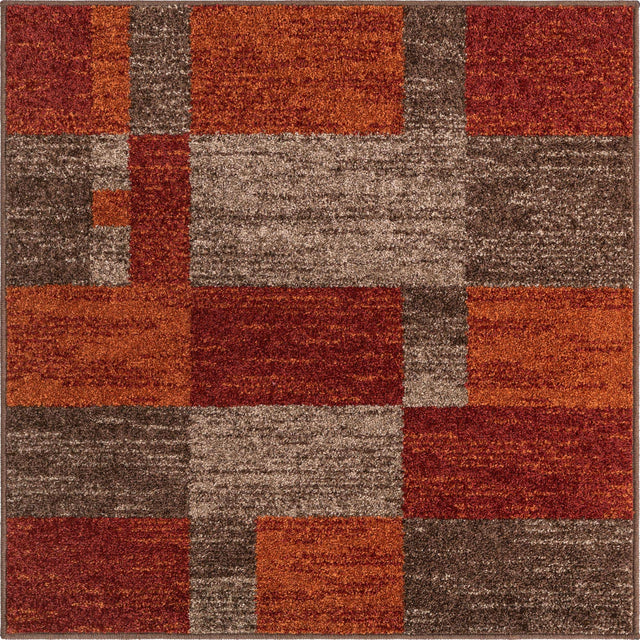 Multicolor 4' 1 x 4' 1 Autumn Square Area Rug 100% Polypropylene Durable Jute Backing Living Dining Room Bedroom Office Modern Decor Carpet for Sale at Rug Engine