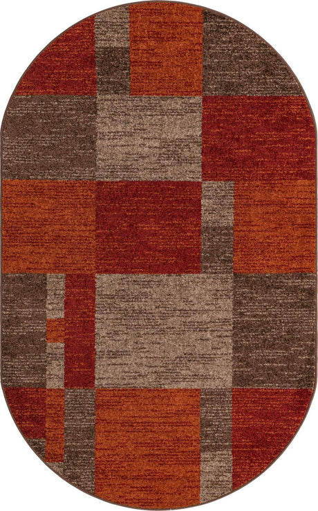 Multicolor 5' 3 x 8' Autumn Oval Area Rug 100% Polypropylene Durable Jute Backing Living Dining Room Bedroom Office Modern Decor Carpet for Sale at Rug Engine