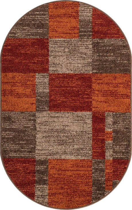 Multicolor 3' 1 x 5' 3 Autumn Oval Area Rug 100% Polypropylene Durable Jute Backing Living Dining Room Bedroom Office Modern Decor Carpet for Sale at Rug Engine