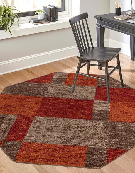 Multicolor 5' 3 x 5' 3 Autumn Octagon Area Rug 100% Polypropylene Durable Jute Backing Living Dining Room Bedroom Office Modern Decor Carpet for Sale at Rug Engine