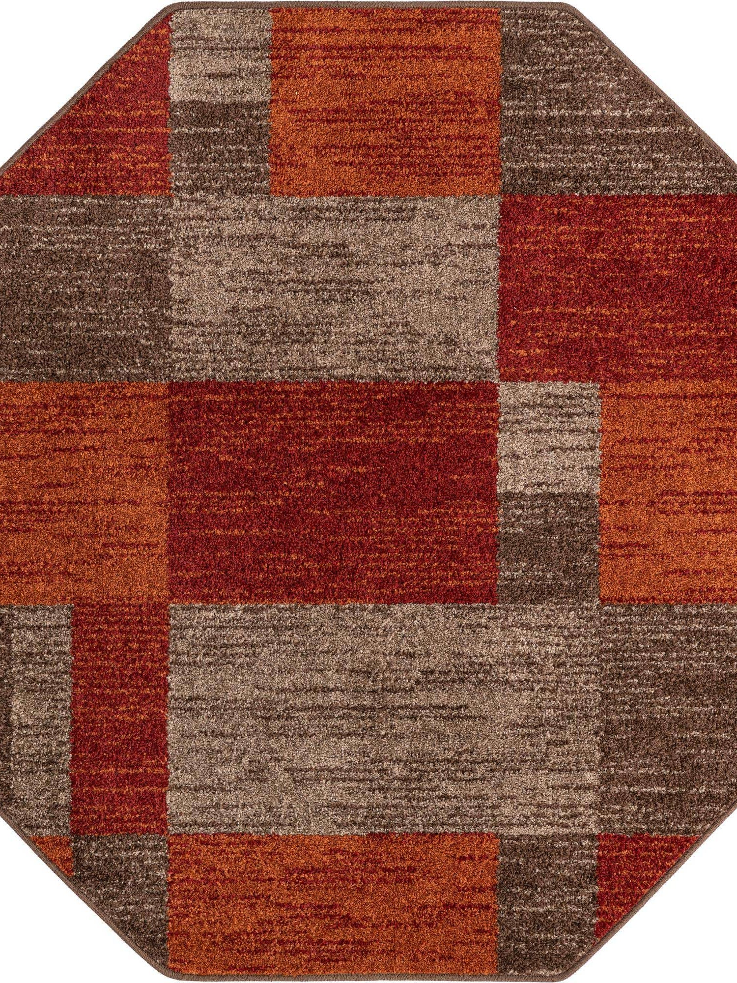 Multicolor 5' 3 x 5' 3 Autumn Octagon Area Rug 100% Polypropylene Durable Jute Backing Living Dining Room Bedroom Office Modern Decor Carpet for Sale at Rug Engine