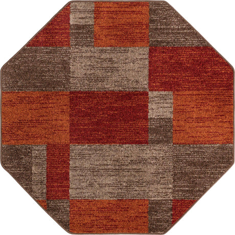 Multicolor 5' 3 x 5' 3 Autumn Octagon Area Rug 100% Polypropylene Durable Jute Backing Living Dining Room Bedroom Office Modern Decor Carpet for Sale at Rug Engine