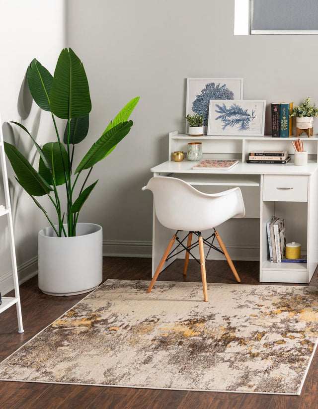 Ivory Beige 4' x 4' Helios Square Area Rug 100% Polypropylene (Space-Dyed Yarn) Easy Clean With Cotton Backing Contemporary Carpet for Sale at Rug Engine