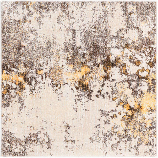 Ivory Beige 4' x 4' Helios Square Area Rug 100% Polypropylene (Space-Dyed Yarn) Easy Clean With Cotton Backing Contemporary Carpet for Sale at Rug Engine