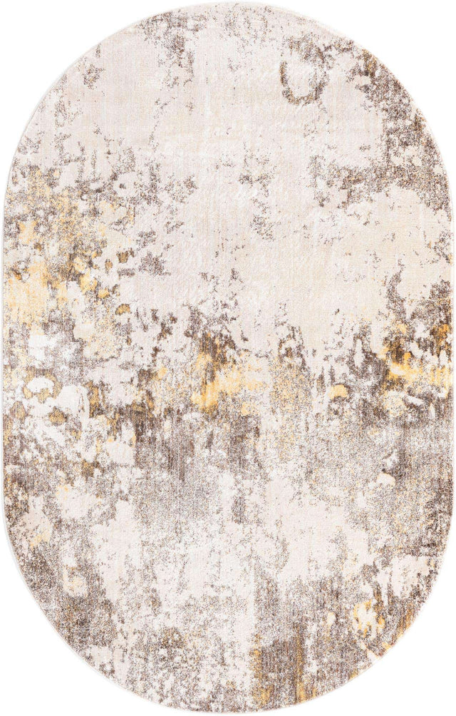 Ivory Beige 5' x 8' Helios Oval Area Rug 100% Polypropylene (Space-Dyed Yarn) Easy Clean With Cotton Backing Contemporary Carpet for Sale at Rug Engine