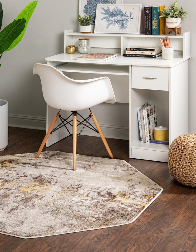 Ivory Beige 8' x 8' Helios Octagon Area Rug 100% Polypropylene (Space-Dyed Yarn) Easy Clean With Cotton Backing Contemporary Carpet for Sale at Rug Engine
