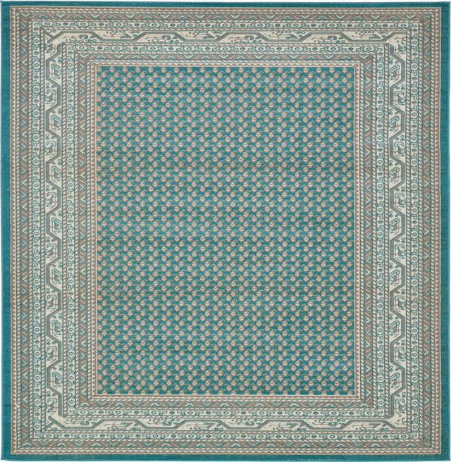 Turquoise 5' x 5' Williamsburg Square Area Rug 100% Polypropylene With Cotton Backing Durable Easy Clean Stain Resistant Carpet for Sale at Rug Engine