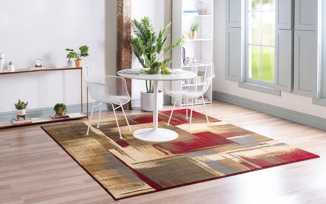 Multicolor 7' 1 x 7' 1 Barista Square Area Rug 100% Polypropylene Abstract Modern Geometric Carpet for Living Room Dining Office Dorm Room Decor for Sale at Rug Engine