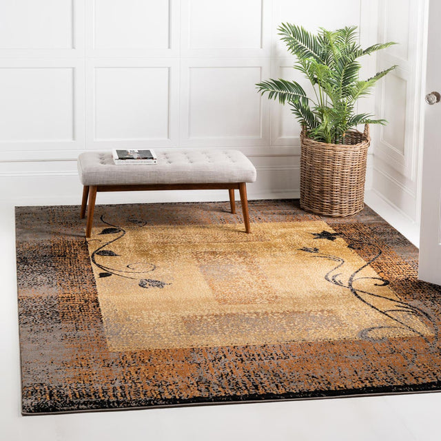 Beige 7' 1 x 7' 1 Barista Square Area Rug 100% Polypropylene Abstract Modern Geometric Carpet for Living Room Dining Office Dorm Room Decor for Sale at Rug Engine