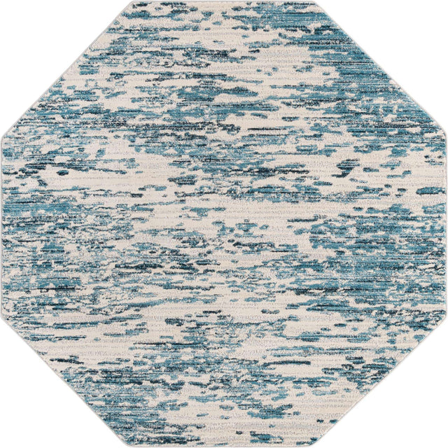 Blue 6' x 6' Oasis Octagon Area Rug 65% Polypropylene & 35% Polyester Contemporary Carpet for Living Rooms, Bedroom, Kitchen, Dining, Office for Sale at Rug Engine