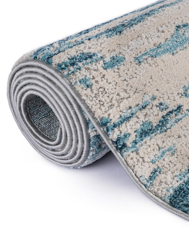 Blue 7' x 10' Oasis Rectangle Area Rug 65% Polypropylene & 35% Polyester Contemporary Carpet for Living Rooms, Bedroom, Kitchen, Dining, Office for Sale at Rug Engine