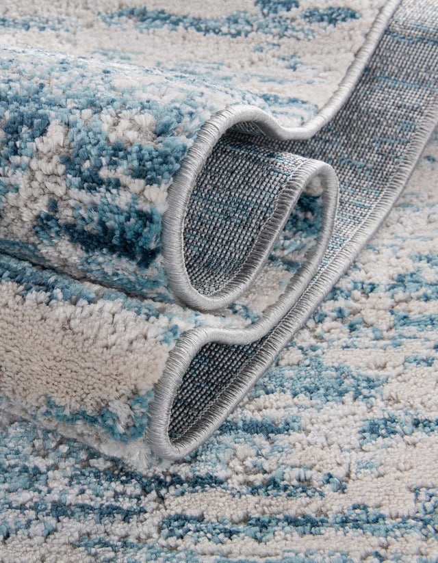 Blue 7' x 10' Oasis Rectangle Area Rug 65% Polypropylene & 35% Polyester Contemporary Carpet for Living Rooms, Bedroom, Kitchen, Dining, Office for Sale at Rug Engine
