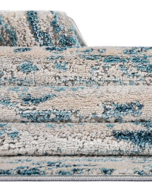 Blue 7' x 10' Oasis Rectangle Area Rug 65% Polypropylene & 35% Polyester Contemporary Carpet for Living Rooms, Bedroom, Kitchen, Dining, Office for Sale at Rug Engine