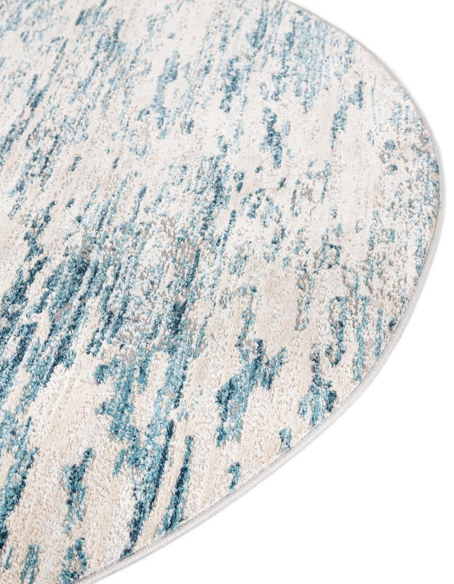 Blue 4' x 4' Oasis Round Area Rug 65% Polypropylene & 35% Polyester Contemporary Carpet for Living Rooms, Bedroom, Kitchen, Dining, Office for Sale at Rug Engine
