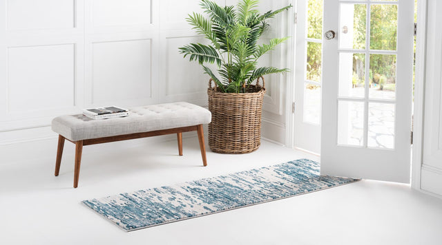 Blue 2' x 6' Oasis Runner Area Rug 65% Polypropylene & 35% Polyester Contemporary Carpet for Living Rooms, Bedroom, Kitchen, Dining, Office for Sale at Rug Engine