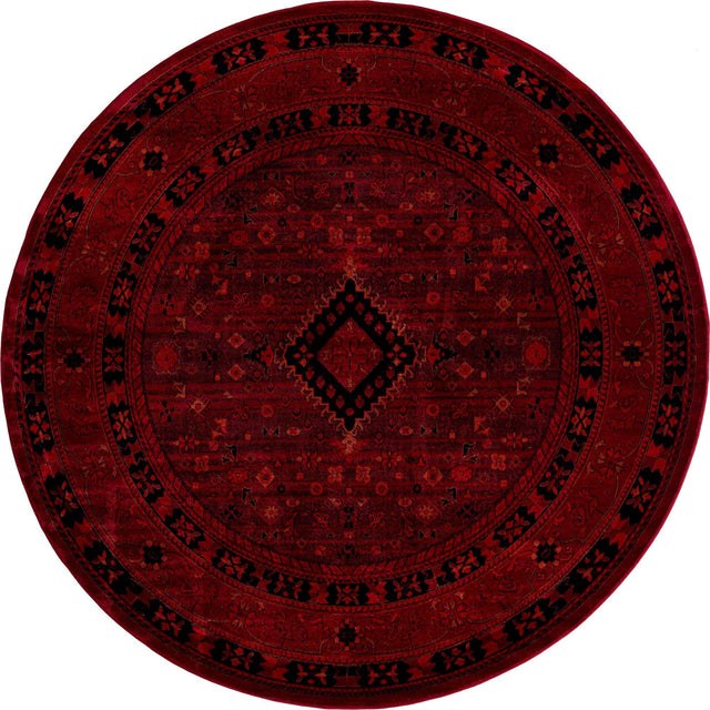 Red 7' 10 x 7' 10 Tekke Round Area Rug Classic Traditional Vintage Design Carpet for Living Rooms, Dining, Bedrooms, Office Space for Sale at Rug Engine