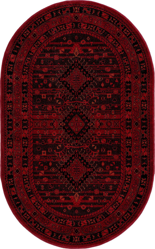 Red 3' 1 x 5' 3 Tekke Oval Area Rug Classic Traditional Vintage Design Carpet for Living Rooms, Dining, Bedrooms, Office Space for Sale at Rug Engine