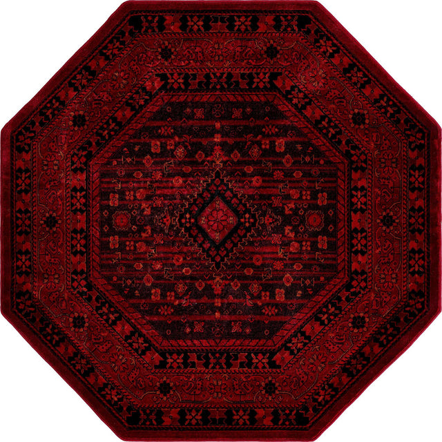 Red 5' 3 x 5' 3 Tekke Octagon Area Rug Classic Traditional Vintage Design Carpet for Living Rooms, Dining, Bedrooms, Office Space for Sale at Rug Engine