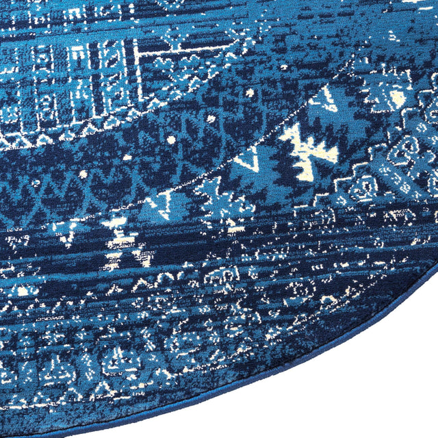 Blue 7' 11 x 10' District Oval Area Rug 100% Polypropylene Easy Clean Stain Resistant Traditional Pattern Classic Carpet for Indoor Dining Living Office for Sale at Rug Engine