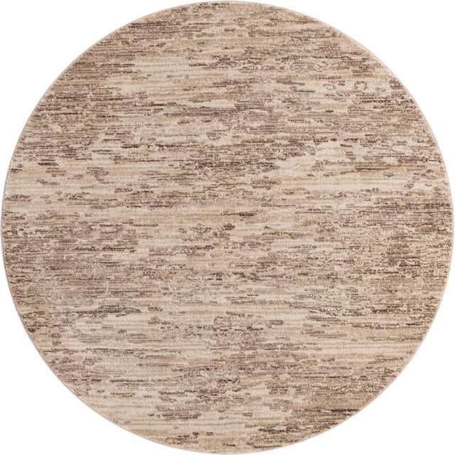 Brown 7' x 7' Oasis Round Area Rug 65% Polypropylene & 35% Polyester Contemporary Carpet for Living Rooms, Bedroom, Kitchen, Dining, Office for Sale at Rug Engine