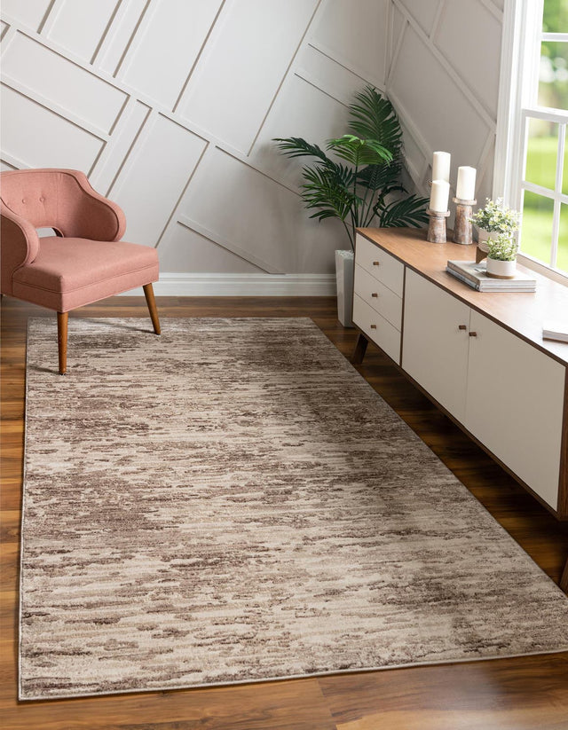 Brown 6' x 9' Oasis Rectangle Area Rug 65% Polypropylene & 35% Polyester Contemporary Carpet for Living Rooms, Bedroom, Kitchen, Dining, Office for Sale at Rug Engine