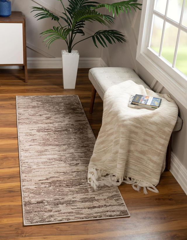 Brown 2' x 6' Oasis Runner Area Rug 65% Polypropylene & 35% Polyester Contemporary Carpet for Living Rooms, Bedroom, Kitchen, Dining, Office for Sale at Rug Engine