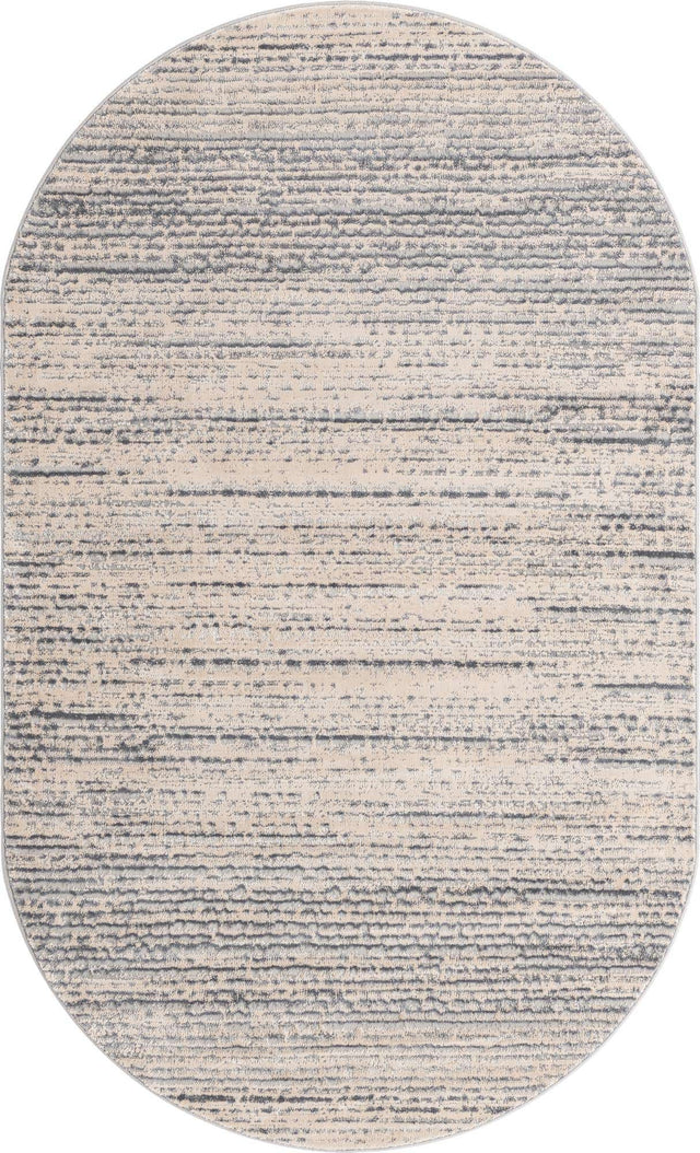 Cream 5' x 8' Oasis Oval Area Rug 65% Polypropylene & 35% Polyester Contemporary Carpet for Living Rooms, Bedroom, Kitchen, Dining, Office for Sale at Rug Engine