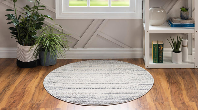Cream 3' x 3' Oasis Round Area Rug 65% Polypropylene & 35% Polyester Contemporary Carpet for Living Rooms, Bedroom, Kitchen, Dining, Office for Sale at Rug Engine