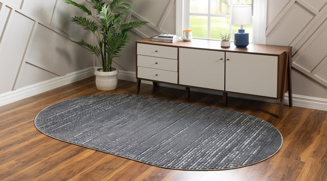 Gray 8' x 10' Oasis Oval Area Rug 65% Polypropylene & 35% Polyester Contemporary Carpet for Living Rooms, Bedroom, Kitchen, Dining, Office for Sale at Rug Engine