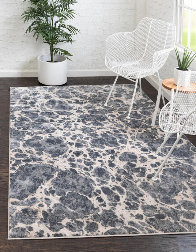 Gray 6' x 9' Oasis Rectangle Area Rug 65% Polypropylene & 35% Polyester Contemporary Carpet for Living Rooms, Bedroom, Kitchen, Dining, Office for Sale at Rug Engine