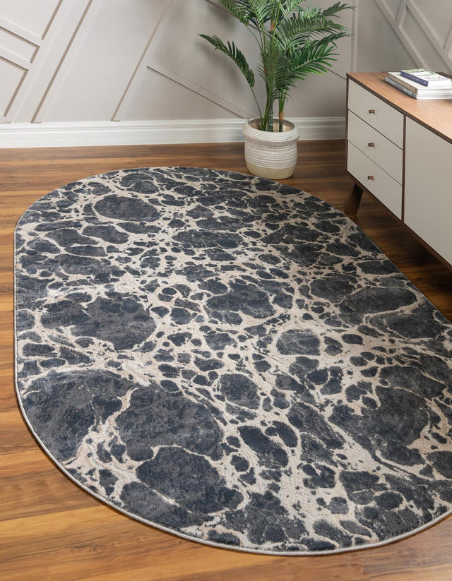 Gray 5' x 8' Oasis Oval Area Rug 65% Polypropylene & 35% Polyester Contemporary Carpet for Living Rooms, Bedroom, Kitchen, Dining, Office for Sale at Rug Engine