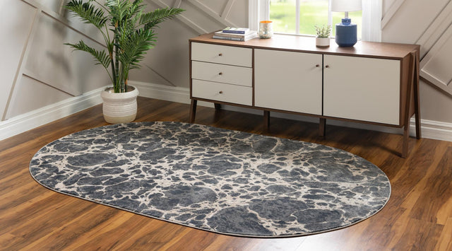 Gray 8' x 10' Oasis Oval Area Rug 65% Polypropylene & 35% Polyester Contemporary Carpet for Living Rooms, Bedroom, Kitchen, Dining, Office for Sale at Rug Engine