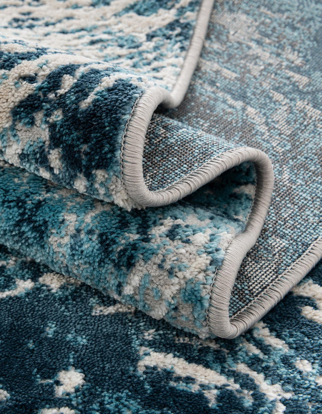 Blue 7' x 7' Oasis Octagon Area Rug 65% Polypropylene & 35% Polyester Contemporary Carpet for Living Rooms, Bedroom, Kitchen, Dining, Office for Sale at Rug Engine